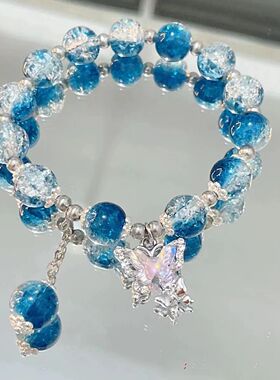 超仙蝴蝶钰碎手链女小众设计ins森系仙女甜美彩色珠手串送闺蜜