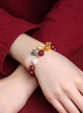 朱砂吞金兽手串紫金砂手链闺蜜同学礼物批发代发招财转运本命年