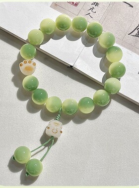 花前醉小青柠猫青提手串猫爪手持高颜值手链女手捻绕指柔手串手持