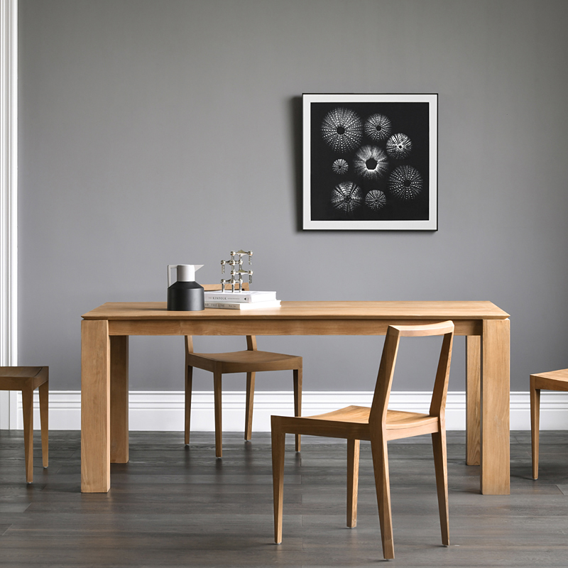 JOLOR进口现代简约北欧日式轻奢家用饭桌长方形柚木全实木大餐桌-图0
