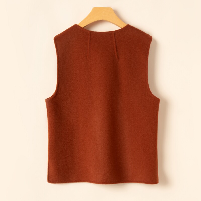 羊毛马甲女秋冬时尚圆领简约短款马夹羊毛双面呢大衣无袖毛呢外套,淘宝优惠券,粉丝福利购,淘宝优惠卷