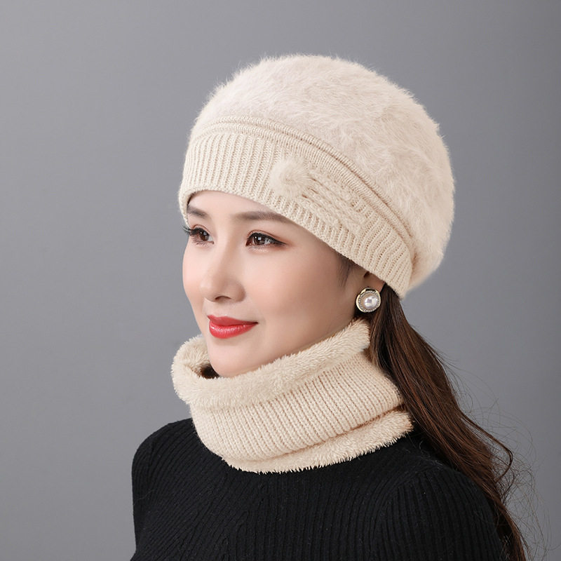 妈妈帽子女款秋冬加绒贝雷帽中老年帽子围脖针织老人奶奶毛线帽,淘宝优惠券,粉丝福利购,淘宝优惠卷