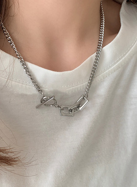 钛钢环环相扣OT扣项链女ins嘻哈冷淡风不掉色锁骨链个性潮男颈链