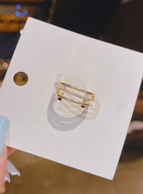 【品质款】真金电镀保色微镶戒指女小众设计ins潮指环网红女简约