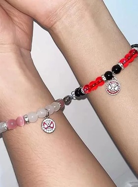 欧美新款蜘蛛侠个性磁吸手链时尚百搭潮流情侣款手工编织手饰