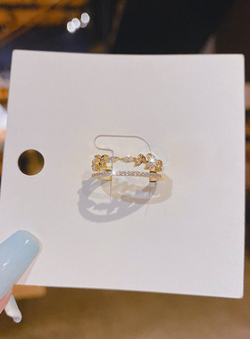 【真金电镀】网红戒指轻奢食指尾戒时尚开口个性小众超仙设计指环