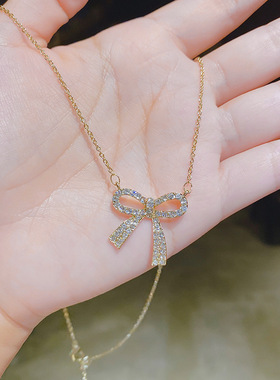 蝴蝶结项链女2021年新款轻奢小众设计感ins冷淡风网红百搭锁骨链