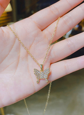 铜镶锆石网红ins新品轻奢项链简约女 天鹅猫眼石锁骨链2021年新品