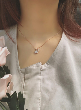 【真金电镀】新品扇裙贝壳扇子裙子保色微镶锁骨链送女友闺蜜礼物