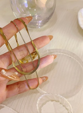 欧美多层钛钢设计感蛇骨链