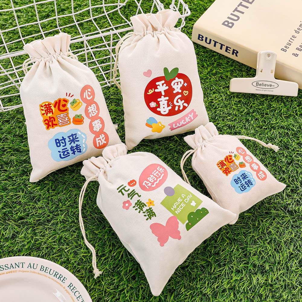 Customized cartoon inspirational text canvas bag