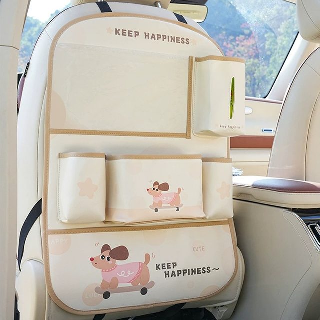 Car seat back storage bag cute little bear
