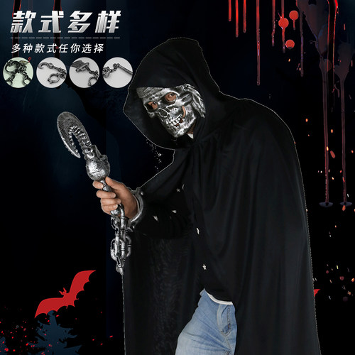 万圣节装饰品影视表演道具塑料囚犯犯人铁链脚镣手镣手铐手链武器 - 图1