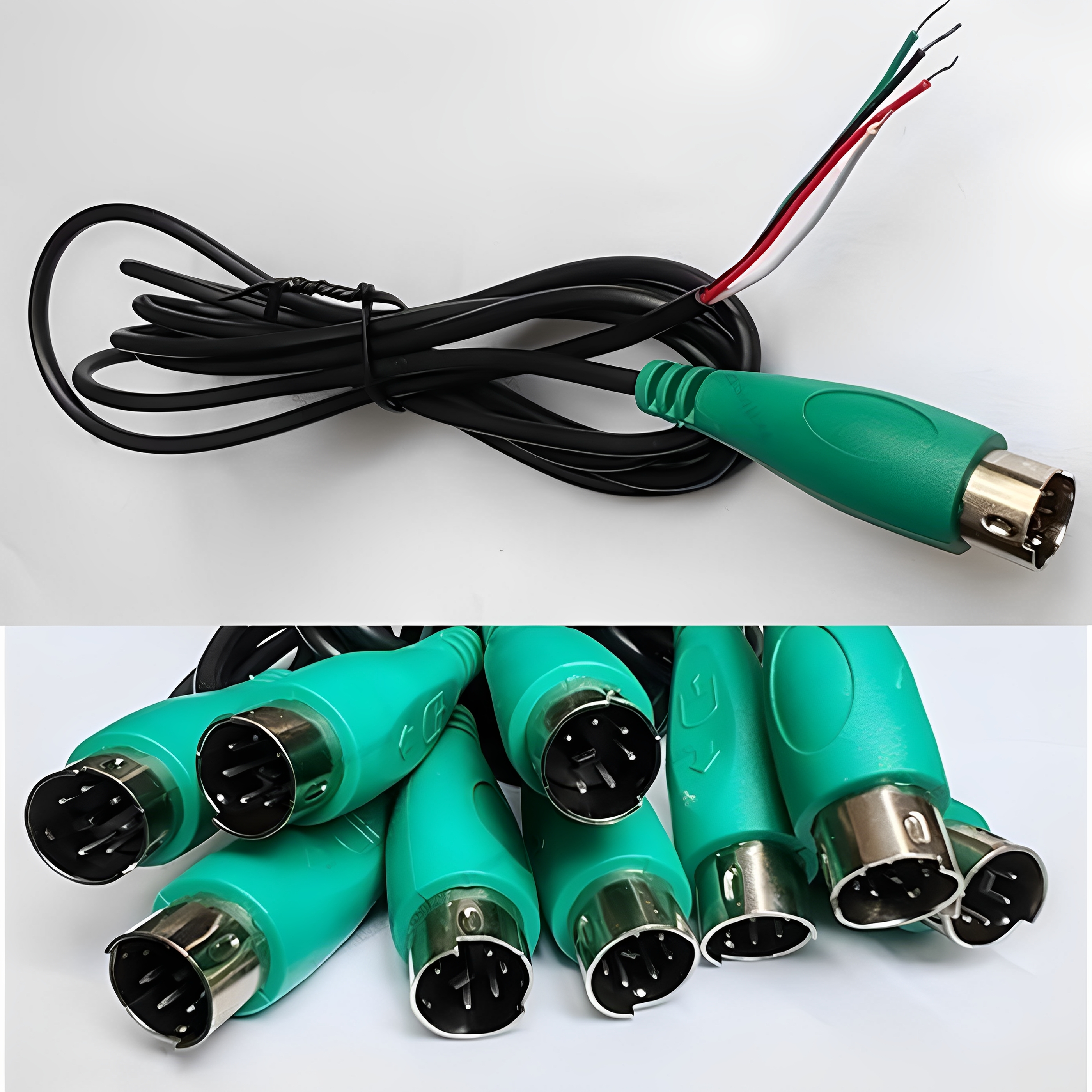 绿头PS2鼠标键盘线全铜线4芯6针线长1.5米 绿色OD2.8MM电脑配件 - 图0