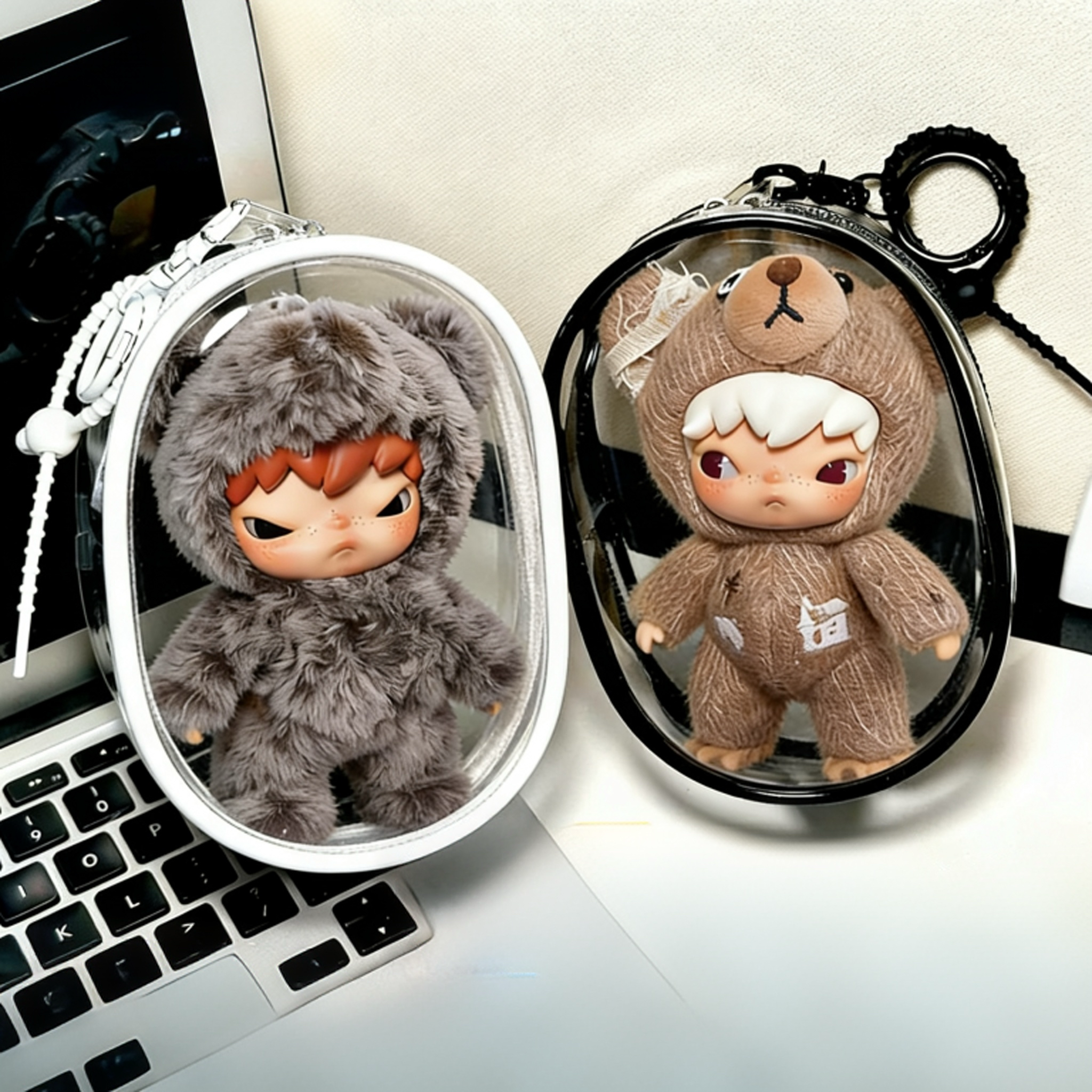 泡泡玛特小野熊Hirono公路日志娃包15cm搪胶毛绒挂件保护套收纳包,淘宝优惠券,粉丝福利购,淘宝优惠卷