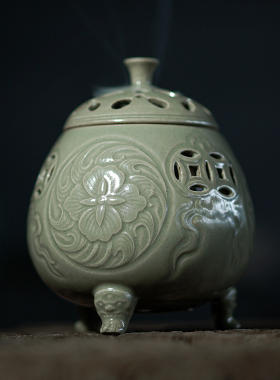 瓷茶记熏香炉仿古青瓷