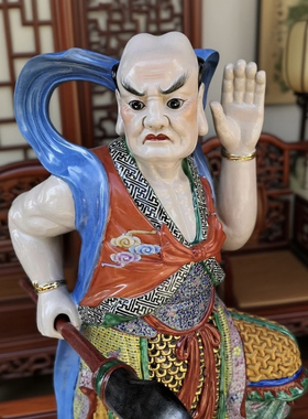陶瓷千里眼顺风耳神像门神妈祖左右护法像人物供奉工艺品摆件90cm