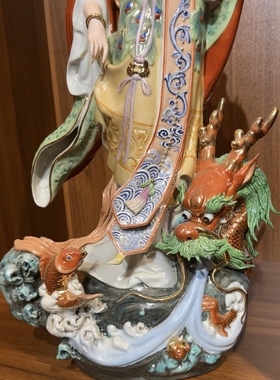 曾山东老师精品雕塑陶瓷洛神像摆件彩绘洛水女神像龙女瓷像供奉62