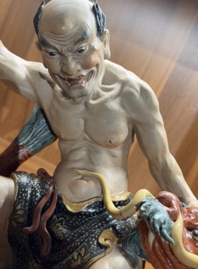 景德镇精品降龙罗汉尊像景德镇手工陶瓷器粉彩雕塑摆件高度24厘米