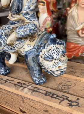 青花瓷福建会馆释迦牟尼佛如来佛像摆件供奉家用手工雕塑老物件30