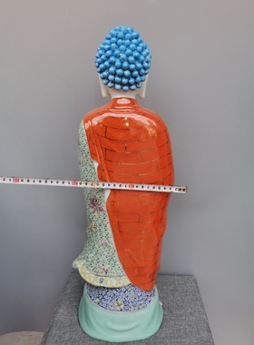 粉彩陶瓷西方三圣摆件居家供奉观音佛像阿弥陀佛站像大势至菩萨60