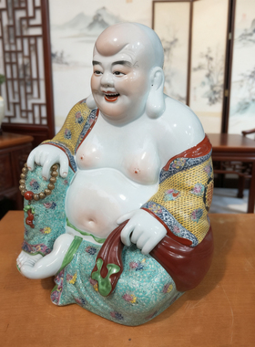 景德镇布袋罗汉陶瓷器弥勒佛像摆件店铺开业礼品招财佛堂供奉45cm