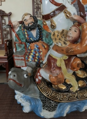 中式文学人物西游记师徒四人渡通天河雕塑工艺品陶瓷客厅摆件64cm