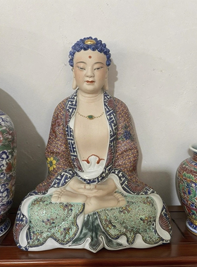 阿弥陀佛释迦牟尼佛药师佛三宝佛像陶瓷器雕塑佛堂三世佛摆件30cm