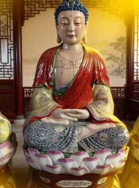 大号雕塑陶瓷器西方三圣坐莲阿弥陀佛大势至观音菩萨佛像摆件85cm