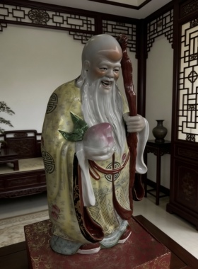 景德镇粉彩瓷器人物寿公景德镇瓷器寿星寿仙祝寿贺寿老人礼品70cm