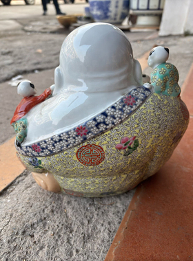 景德镇仿古雕塑瓷器五子登科弥罗佛名人作朱茂时造款佛像家居24cm