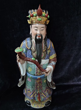 景德镇陶瓷器曾龙昇摆件福禄寿三星古典人物招财家居神像雕塑瓷器