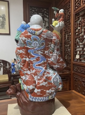 景德镇手工陶瓷器七子弥勒佛像雕塑新居乔迁家用供奉吉祥摆件60cm