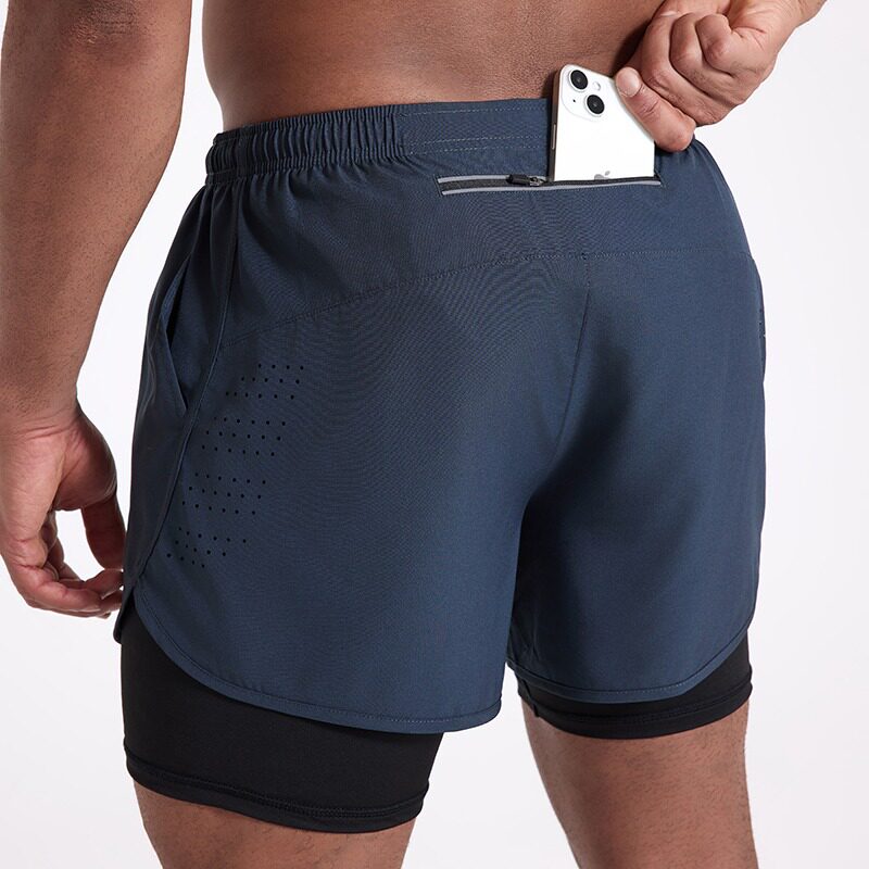跑步短裤男专业马拉松田径三分裤带内衬双层裤子运动健身可放手机