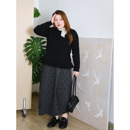 zooobaby10/20韩系简约波点气质设计感宽松A字裙女高腰简约百搭 - 图1