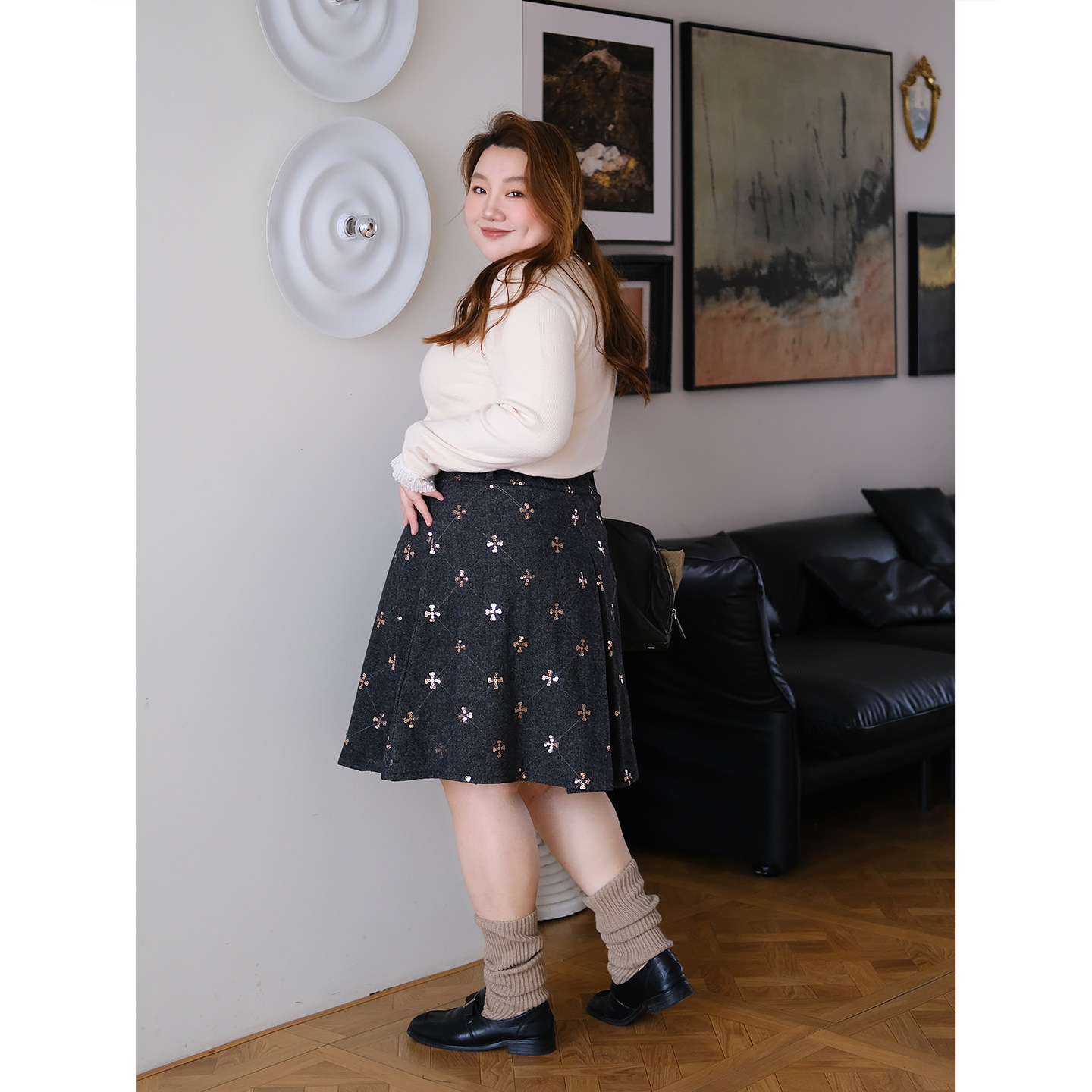 zooobaby01/04韩系简约高腰显瘦亮片百褶裙女百搭半身裙子,淘宝优惠券,粉丝福利购,淘宝优惠卷