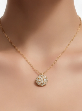 皇冠老店正品 金色半球形锆石项链 CIM250030