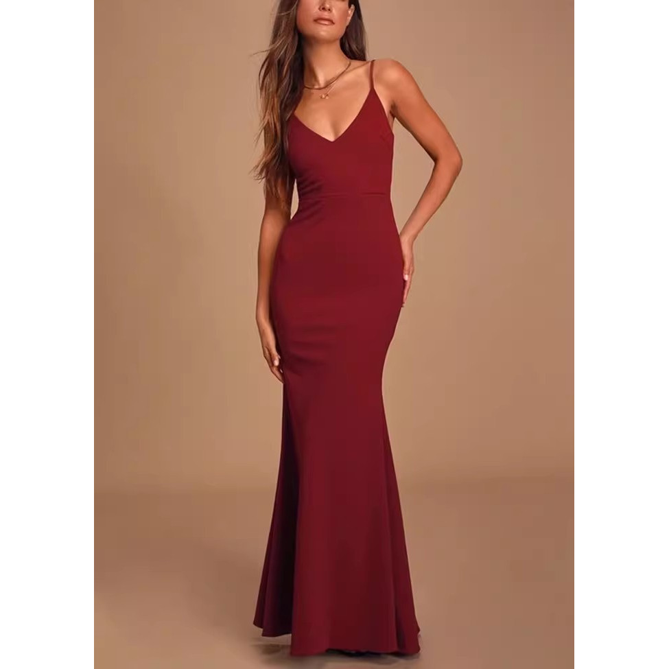 外贸单意式高端质感吊带露背礼服裙鱼尾派对年会晚装裙多巴胺长裙,淘宝优惠券,粉丝福利购,淘宝优惠卷