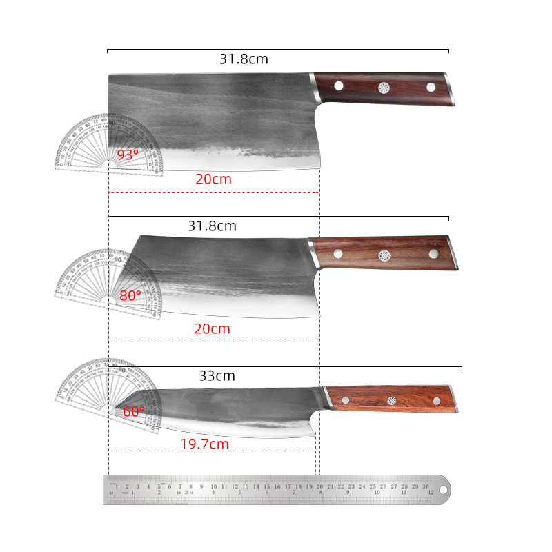 阳江手工锻打菜刀5cr15钼钒钢斩切两用刀切片刀切付厨师刀 - 图3