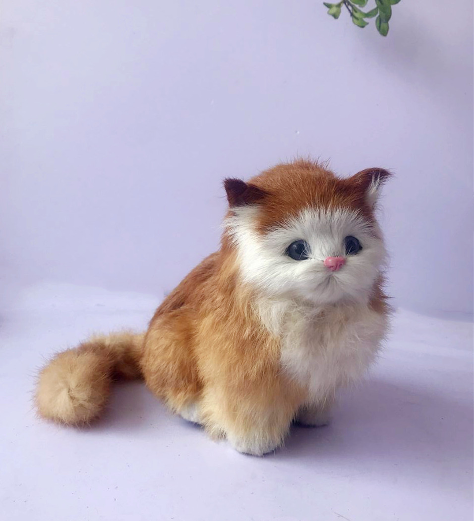 动物模型仿真猫咪尾巴可动带叫仿真猫咪 摄影道具宠物儿童玩具