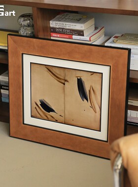 木吉丘闲大尺寸中古风装饰画客厅沙发背景墙挂画高级木框组合画