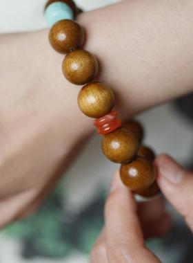 金丝楠木伶忞15mm 13颗 手串木简约盘玩文玩念珠送礼