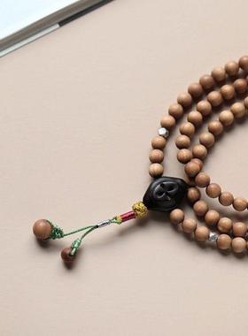 老山檀香湘茹佛珠手链手串木质男女文玩念珠送礼礼品生日礼物