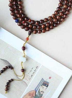 海黄沉水级顺纹紫油梨老料手链手串木质男女简约文玩念珠生日礼物