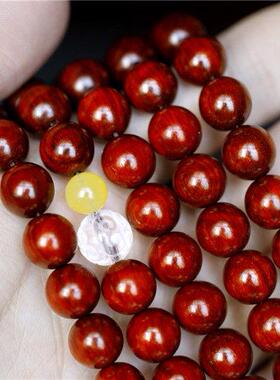 小叶紫檀手串鸡血红108颗檀木文玩木质佛珠1.0男女民族风手链