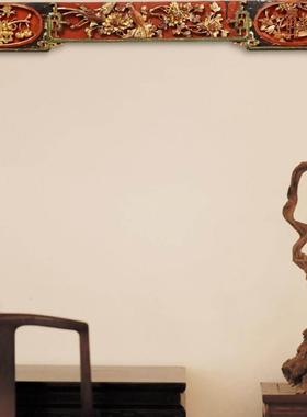 清代老花板 凤穿牡丹挂饰 实木新中式客厅背景墙玄关装饰挂饰送礼