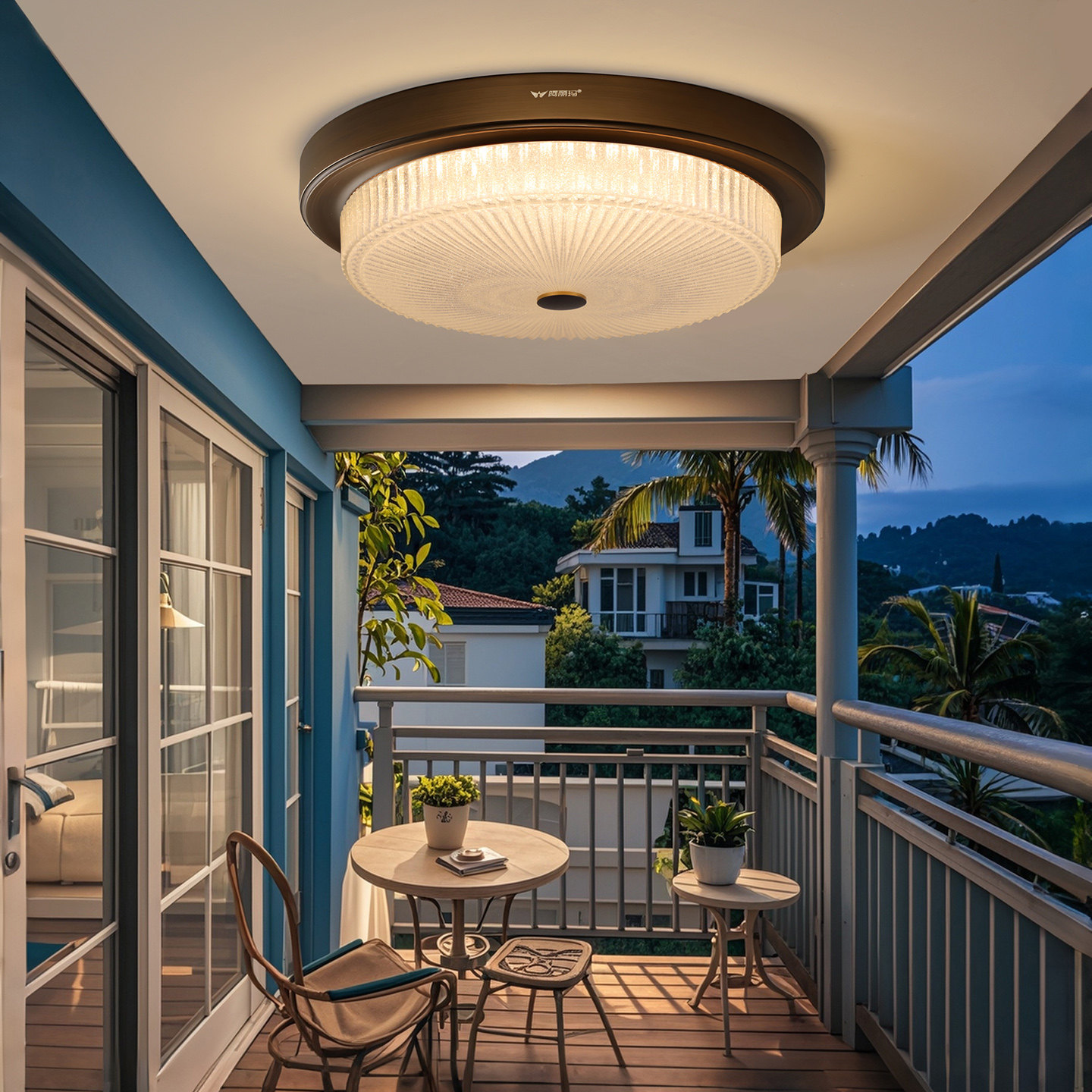 新中式吸顶灯阳光房玻璃门口美式卧室阳台灯户外大门感应别墅室外,淘宝优惠券,粉丝福利购,淘宝优惠卷