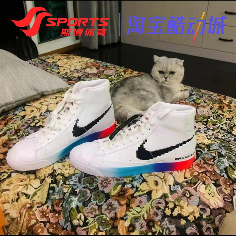 Nike/耐克板鞋男女Blazer Mid 77渐变电玩像素休闲高帮鞋 DC3280 - 图0