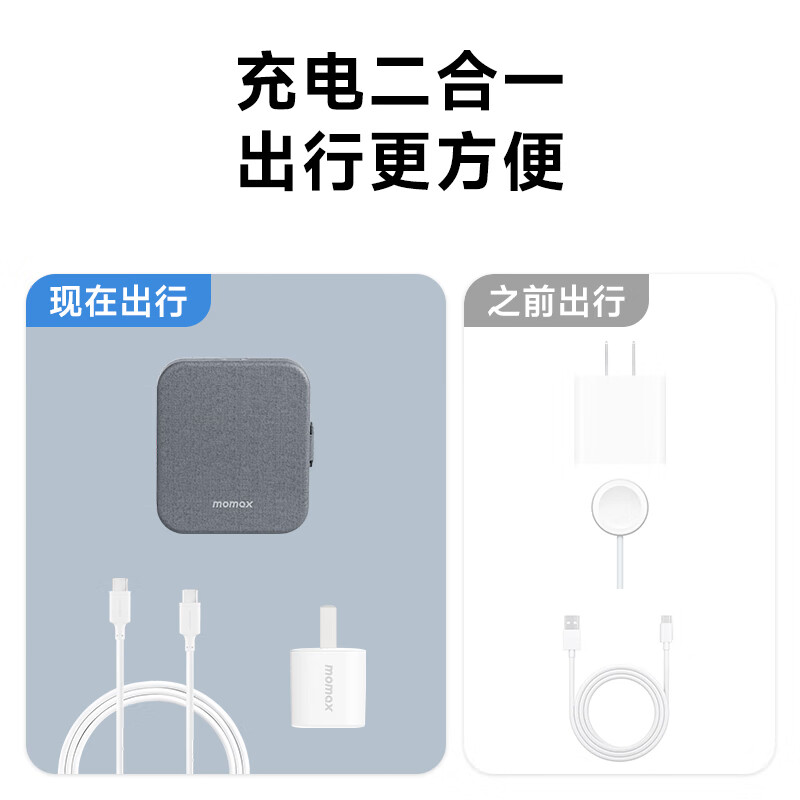 摩米士MFM+MFW双苹果认证二合一MagSafe磁吸无线充电器15W快充可折叠适用iPhone15/14/13/12手机手表耳机等 - 图2