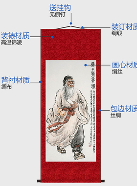 药王孙思邈名医画像丝绸挂画